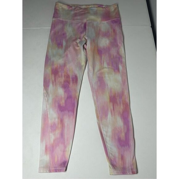Old Navy Active Leggings Womens Powersoft Tie Dye Size L Pink Yellow White - Picture 1 of 12